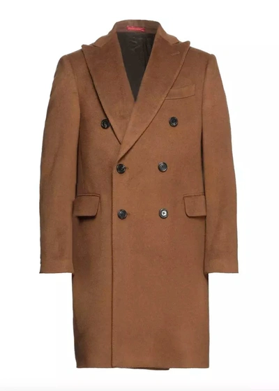 Borgia Beige Button-front  Men's Coat In Brown