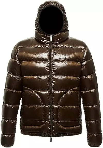 Centogrammi Reversible Hooded Down Jacket In Brown And Men's Black