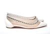 Christian Louboutin Bianco White Silver Flat Point Toe Shoe In White