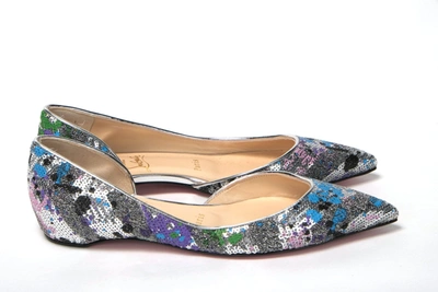 Christian Louboutin Multicolor Silver Flat Point Toe Women's Shoe