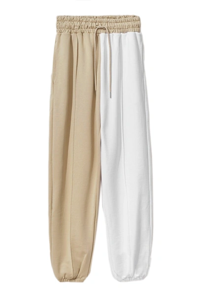 Comme Des Fuckdown Chic Beige Two-tone Drawstring Sweatpants