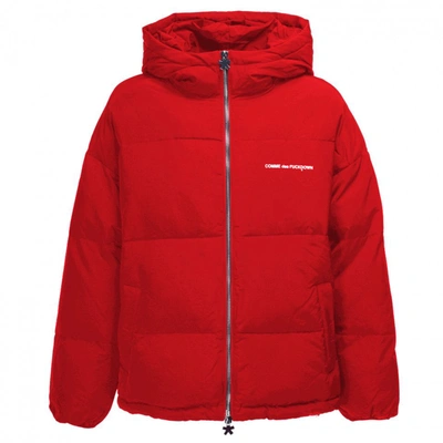 Comme Des Fuckdown Chic Pink Puffer Jacket With Iconic Logo Women's Print In Red