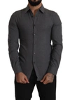COSTUME NATIONAL COSTUME NATIONAL SLEEK GRAY COTTON CASUAL BUTTON FRONT MEN'S SHIRT