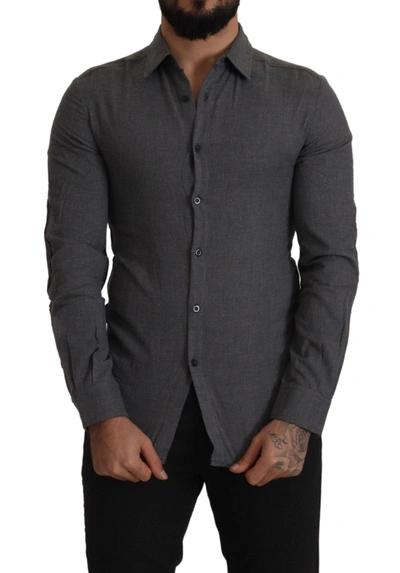 COSTUME NATIONAL COSTUME NATIONAL SLEEK GRAY COTTON CASUAL BUTTON FRONT MEN'S SHIRT