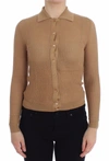 Dolce & Gabbana Beige Knitted Cotton Polo Cardigan Sweater In Beige