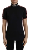 DOLCE & GABBANA DOLCE & GABBANA ELEGANT BLACK TURTLE NECK COTTON WOMEN'S TEE