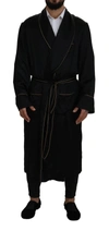 Dolce & Gabbana Black 100% Silk Robe Coat Wrap  Jacket In Black