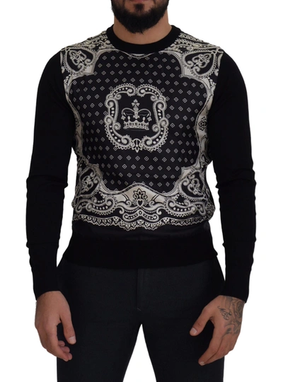 Dolce & Gabbana Black Bandana Crewneck Pullover Jumper