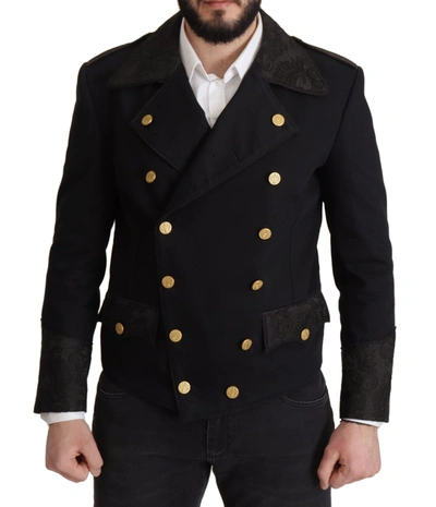 DOLCE & GABBANA DOLCE & GABBANA ELEGANT BLACK DOUBLE BREASTED MEN'S JACKET