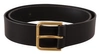 Dolce & Gabbana Black Calf Leather Gold Tone Logo Metal Buckle Belt In Black
