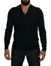Dolce & Gabbana Black Wool Button Down Men Cardigan Sweater In Black