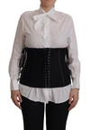 Dolce & Gabbana Elegant Black Corset Waist Strap Top In Black