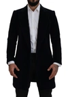 DOLCE & GABBANA DOLCE & GABBANA ELEGANT BLACK COTTON LONG CARDIGAN MEN'S JACKET