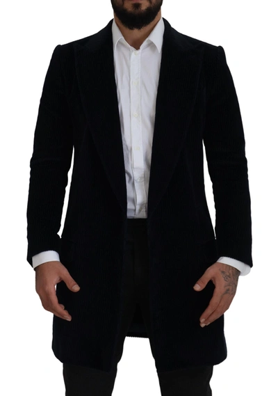 DOLCE & GABBANA DOLCE & GABBANA ELEGANT BLACK COTTON LONG CARDIGAN MEN'S JACKET