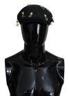 Dolce & Gabbana Black Cotton Embellished Newsboy Men Hat In Black