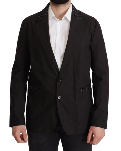 DOLCE & GABBANA DOLCE & GABBANA ELEGANT BLACK COTTON-WOOL BLEND BLAZER MEN'S JACKET