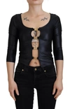Dolce & Gabbana Elegant Black 3/4 Sleeve Top With Gold Detailing In Black