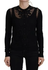 DOLCE & GABBANA DOLCE & GABBANA ELEGANT BLACK FLORAL LACE CARDIGAN WOMEN'S SWEATER