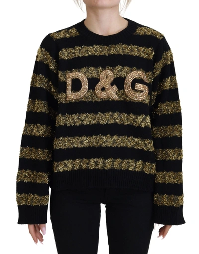 Dolce & Gabbana Black Gold D&g Crystal Cashmere Sweater
