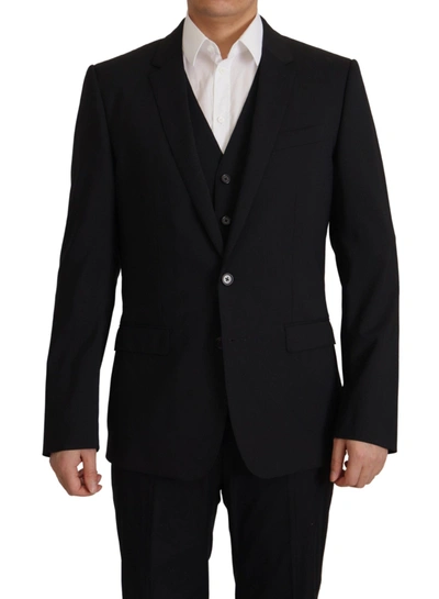 Dolce & Gabbana Black Jacket Waistcoat 2 Piece Martini Blazer