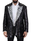 Dolce & Gabbana Black Sequined Cow Pattern Nylon Blazer In Black