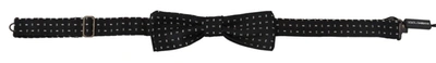 Dolce & Gabbana Black Silk Patterned Neck Papillon Accessory Bow Tie