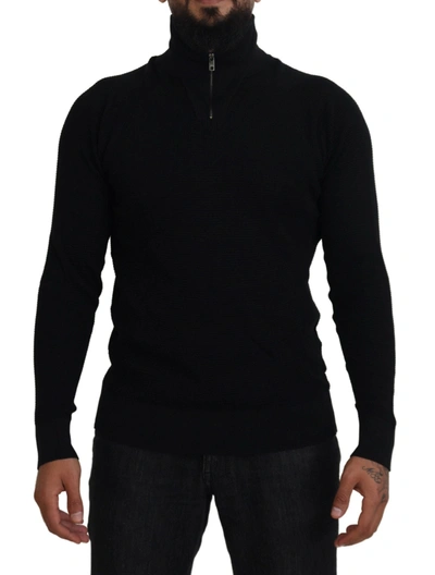 Dolce & Gabbana Elegant Silk Blend Black Pullover Men's Sweater