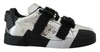 DOLCE & GABBANA DOLCE & GABBANA EXCLUSIVE SILVER AND BLACK LOW TOP LEATHER MEN'S SNEAKERS