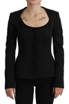 DOLCE & GABBANA DOLCE & GABBANA SLEEK BLACK SNAP JACKET WITH SILK WOMEN'S LINING