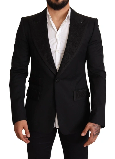 Dolce & Gabbana Black Slim Fit One Button Blazer Jacket