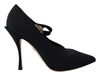 DOLCE & GABBANA DOLCE & GABBANA CHIC BLACK MARY JANE SOCK PUMPS WITH WOMEN'S CRYSTALS