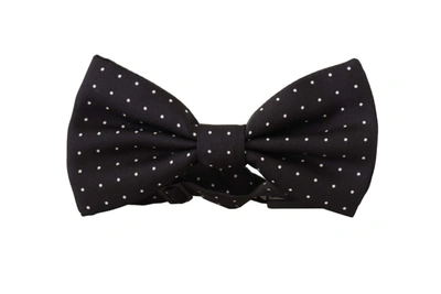 DOLCE & GABBANA DOLCE & GABBANA ELEGANT BLACK POLKA DOT SILK BOW MEN'S TIE