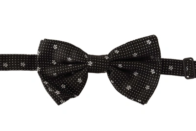 Dolce & Gabbana Black White Polka Dots Silk Neck Papillon Tie