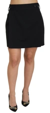 Dolce & Gabbana Black Wool A-line High Waist Mini Skirt In Black