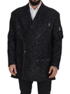 Dolce & Gabbana Black Wool Double Breasted Coat  Jacket In Black