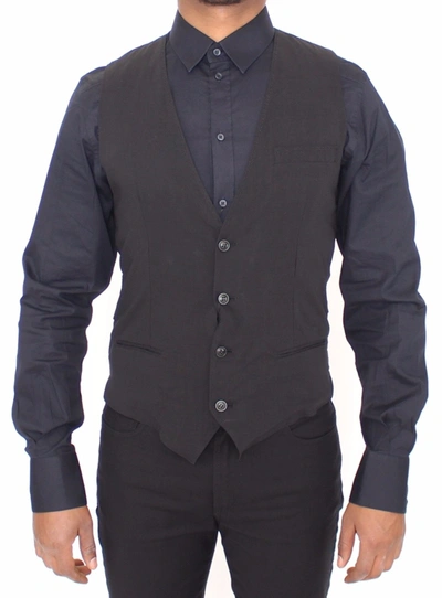 Dolce & Gabbana Elegant Black Wool Dress Men's Vest