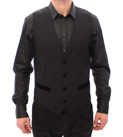 Dolce & Gabbana Black Wool Formal Dress Vest Gilet Men's Weste