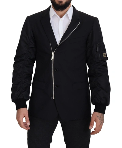 DOLCE & GABBANA DOLCE & GABBANA ELEGANT BLACK VIRGIN WOOL MEN'S JACKET