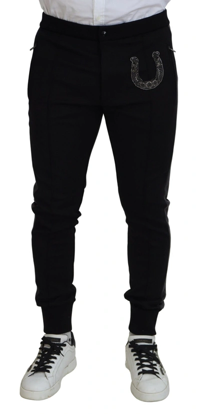 Dolce & Gabbana Elegant Black Jogger Pants In Luxe Wool Men's Blend