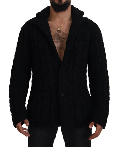 Dolce & Gabbana Black Wool Knit Button Cardigan Jumper