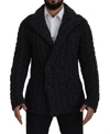 Dolce & Gabbana Black Wool Knit Double Breasted Coat Jacket In Black