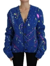 Dolce & Gabbana Blue Color Splash Mohair Cardigan  Sweater In Blue
