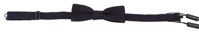 Dolce & Gabbana Blue Pattern Silk Adjustable Neck Papillon Bow Tie