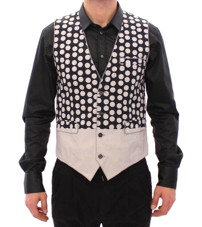 Dolce & Gabbana Elegant Blue Dotted Dress Men's Vest