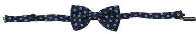 Dolce & Gabbana Blue Printed Adjustable Neck Papillon Men Silk Bow Tie