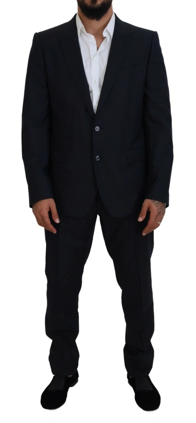 Dolce & Gabbana Elegant Blue Martini Wool-silk Blend Men's Suit