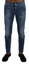 Dolce & Gabbana Blue Wash Cotton Stretch Skinny Denim Jeans In Blue