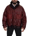 DOLCE & GABBANA DOLCE & GABBANA ELEGANT BORDEAUX FULL ZIP HOODED MEN'S JACKET