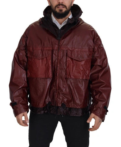 DOLCE & GABBANA DOLCE & GABBANA ELEGANT BORDEAUX FULL ZIP HOODED MEN'S JACKET