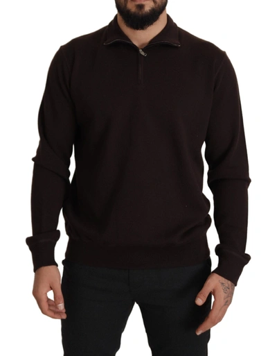 Dolce & Gabbana Brown Cashmere Collared Pullover Sweater